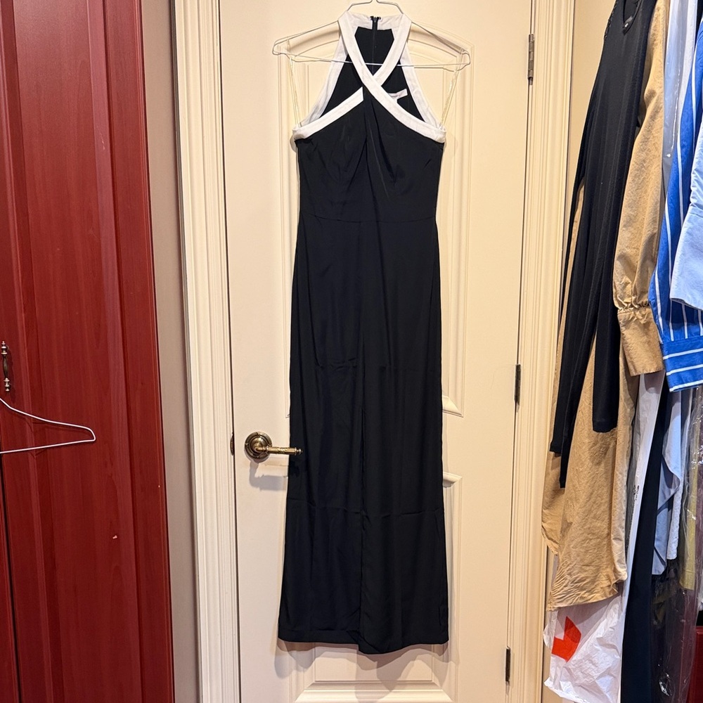 Elegant Black and White Halter jumpsuit